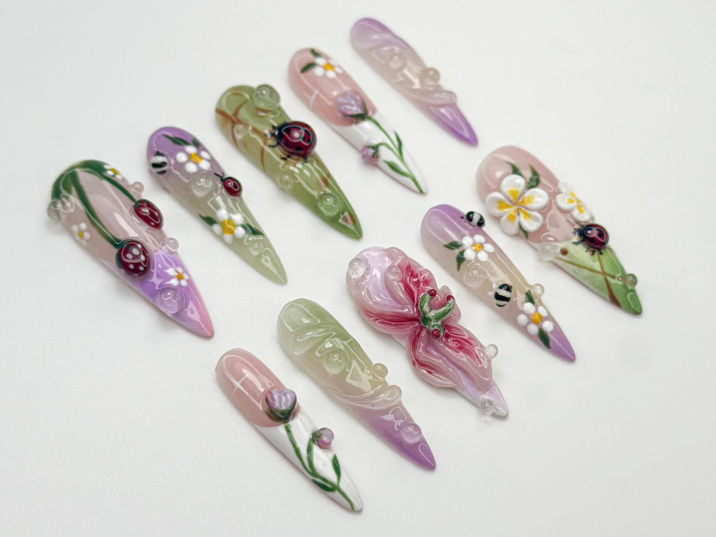 Stunning 3D Floral Nail Art Set - Elegant & Unique