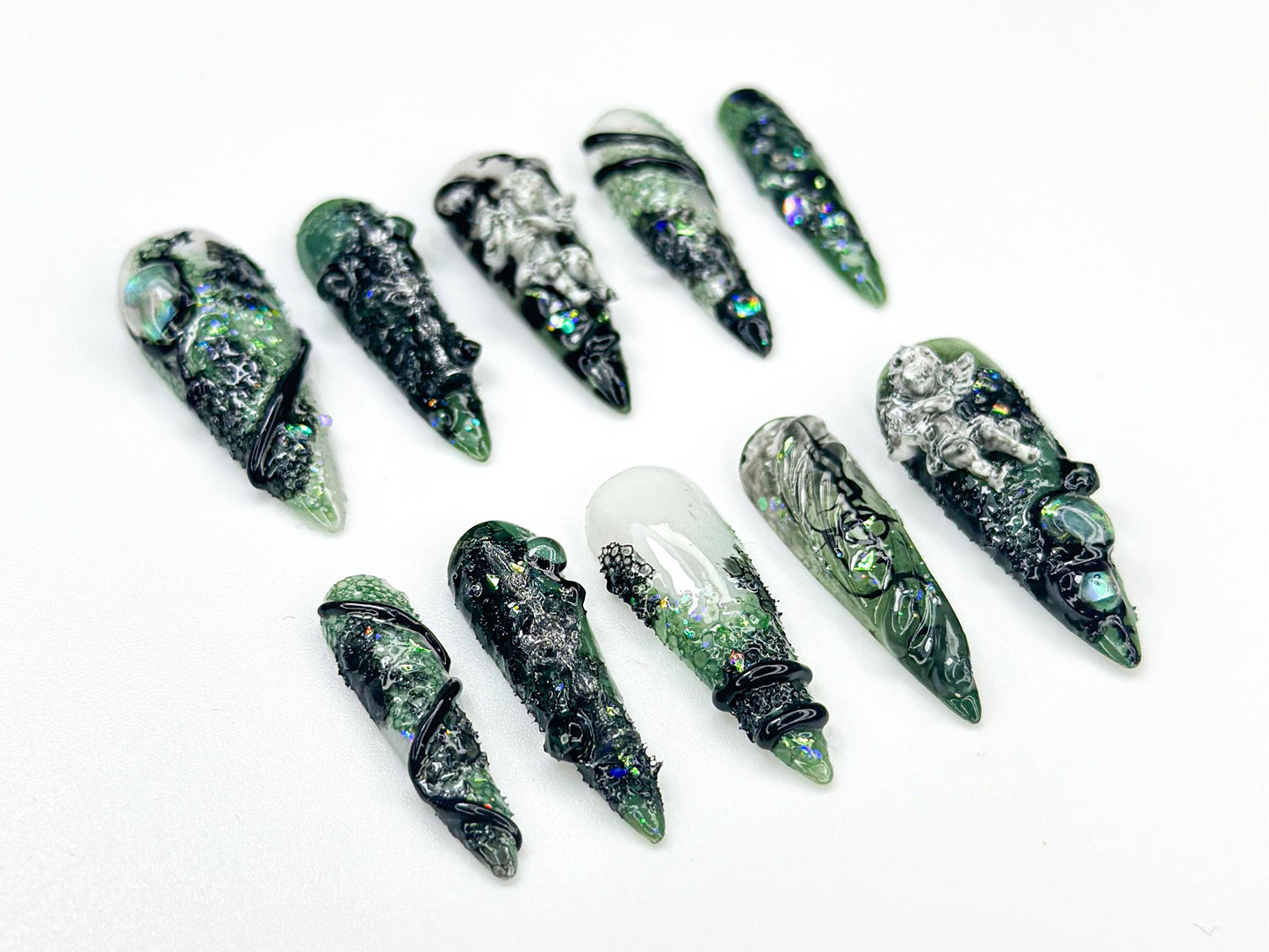 Gothic Angel 3D Press On Nail Set