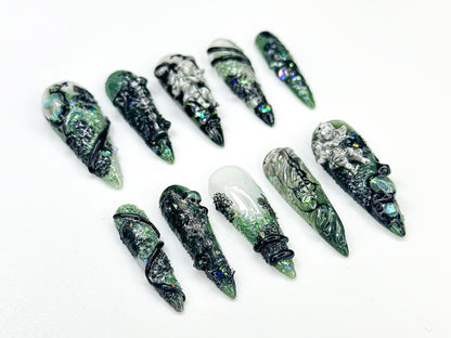 Gothic Angel 3D Press On Nail Set