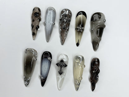 Stylish 3D Marble Nail Art Set - Unique & Trendy Design