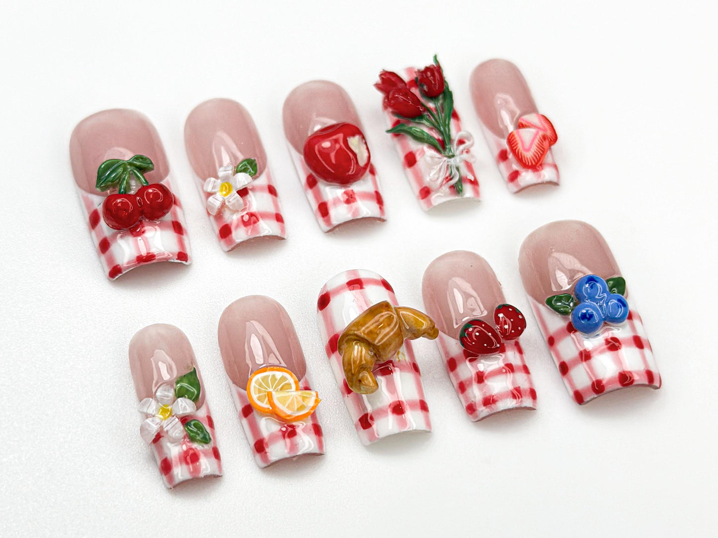 Charming 3D Picnic Fruit Nail Art Set