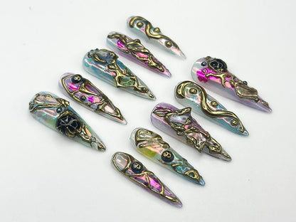 Holographic Chrome Press On Nails Set
