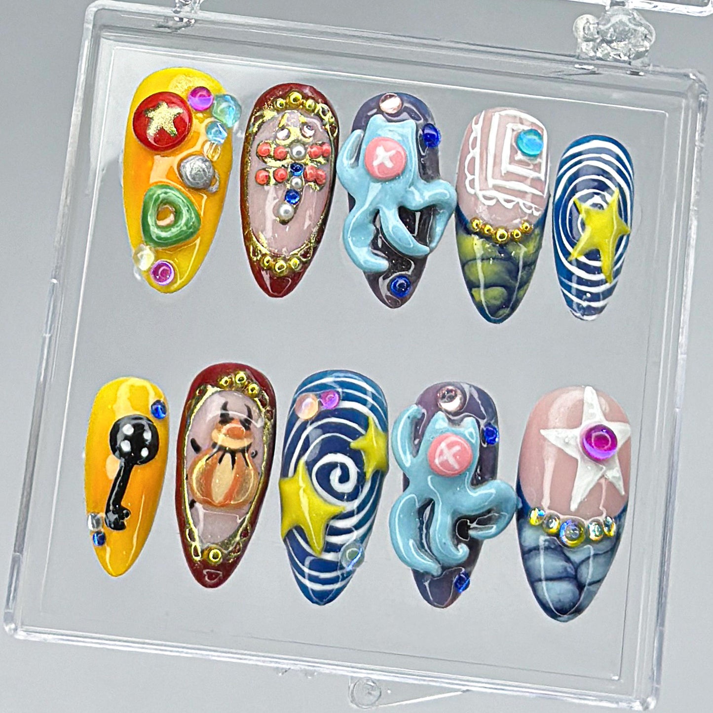 3D Cartoon Space Pop Art Press Nails