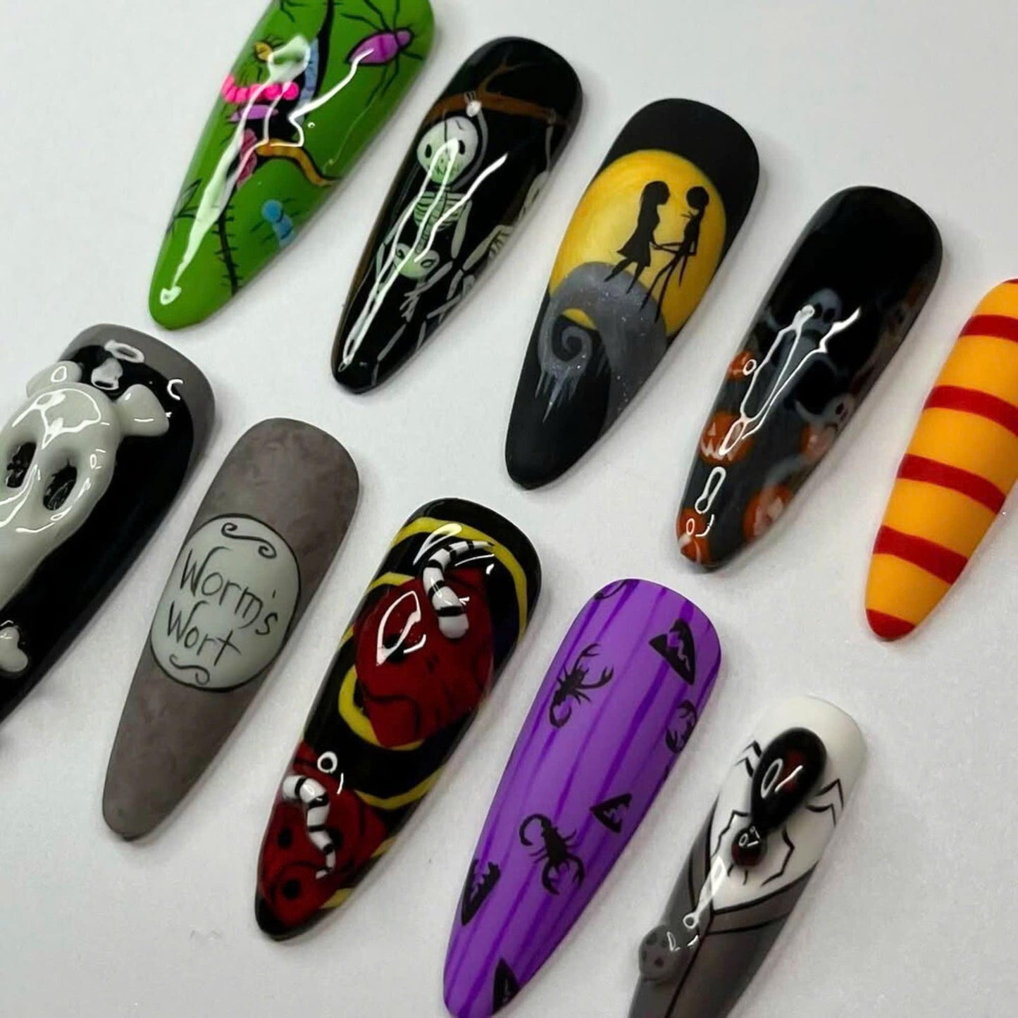 Nightmare Before Christmas Press On Nails - Halloween Gothic Spooky Press On Nails