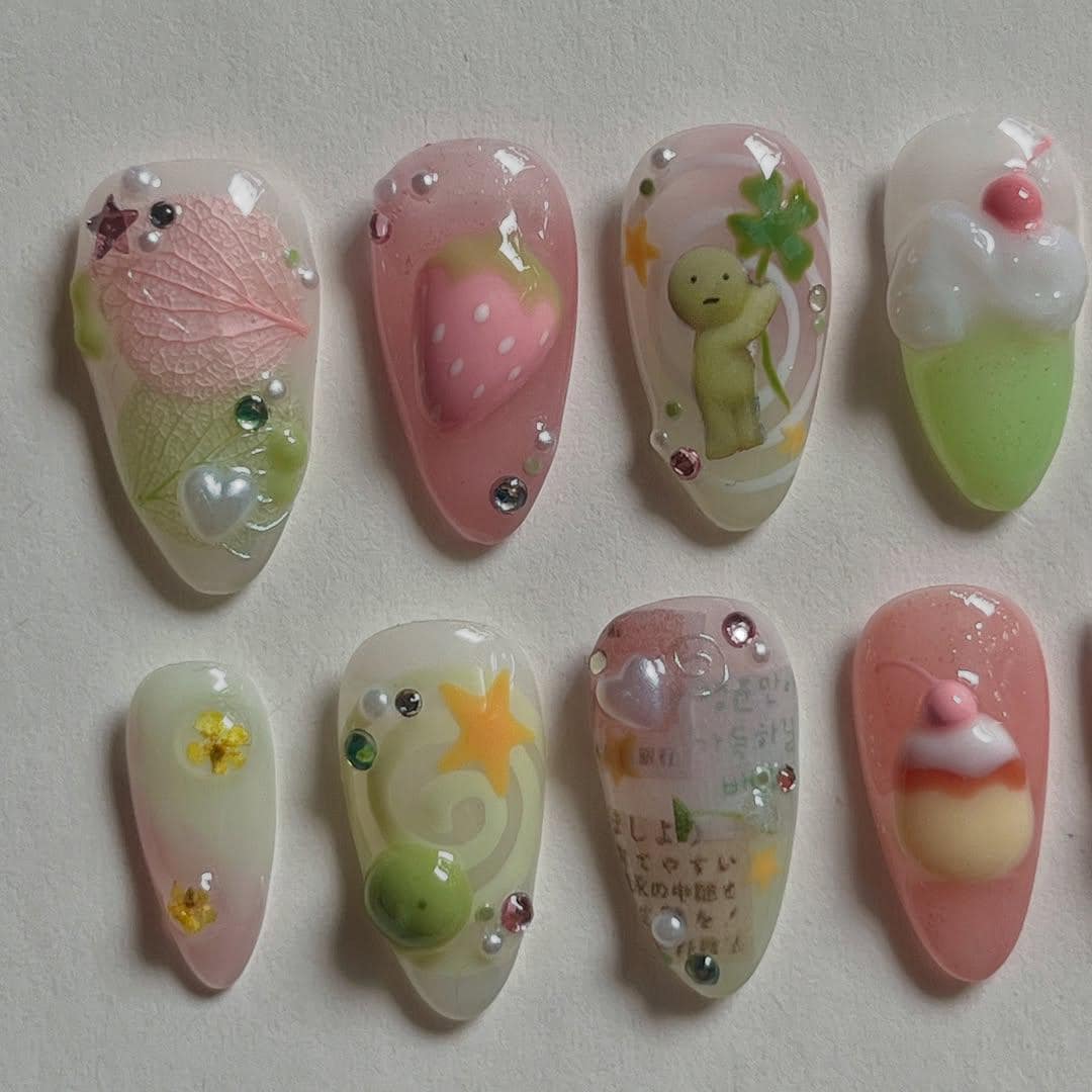 Cute 3D Kawaii Nail Art Set - Trendy Handmade Designs