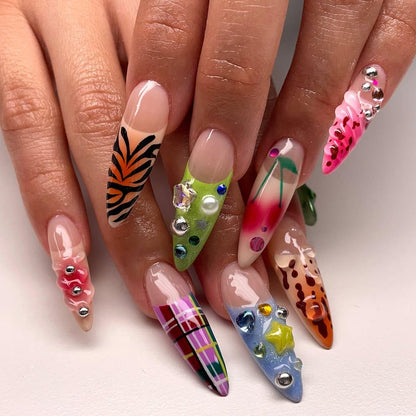 Bold Galaxy Spike Nails with Abstract Edge