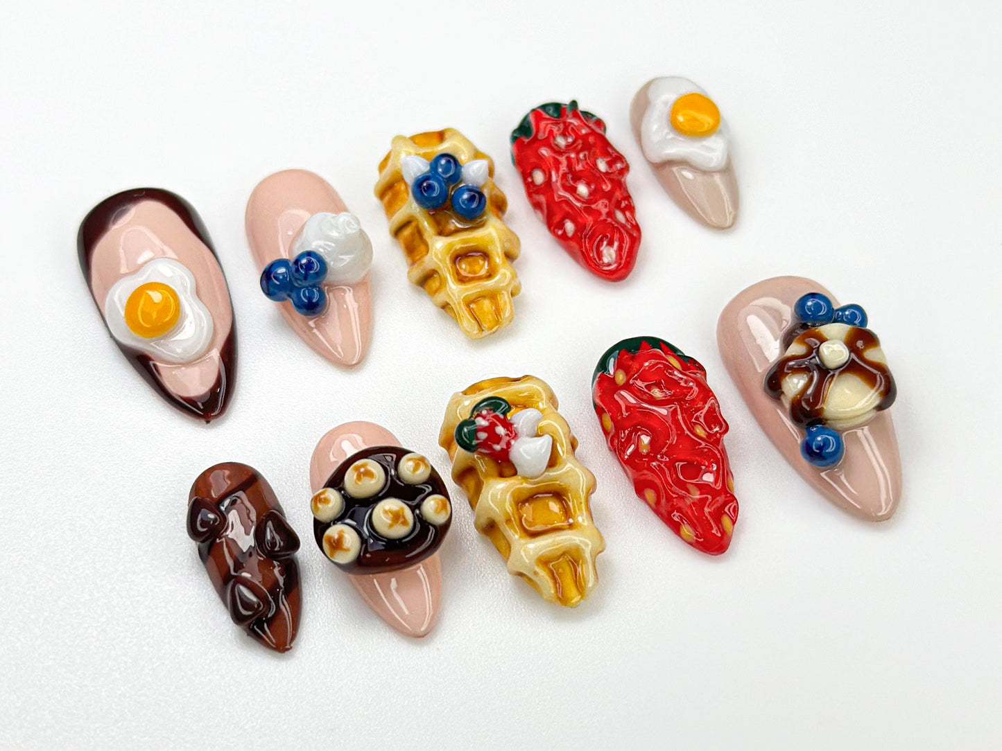 Breakfast Delight 3D Food Press On Nail Set