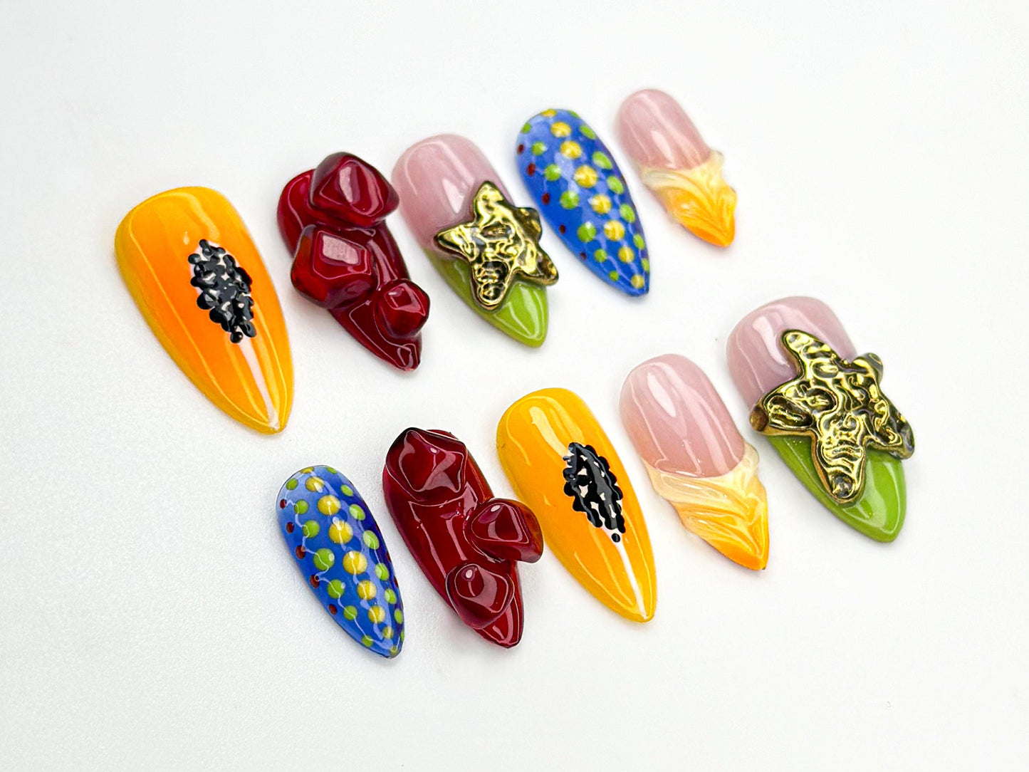 Colorful 3D Fruit Summer Press-On Nails