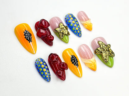 Colorful 3D Fruit Summer Press-On Nails