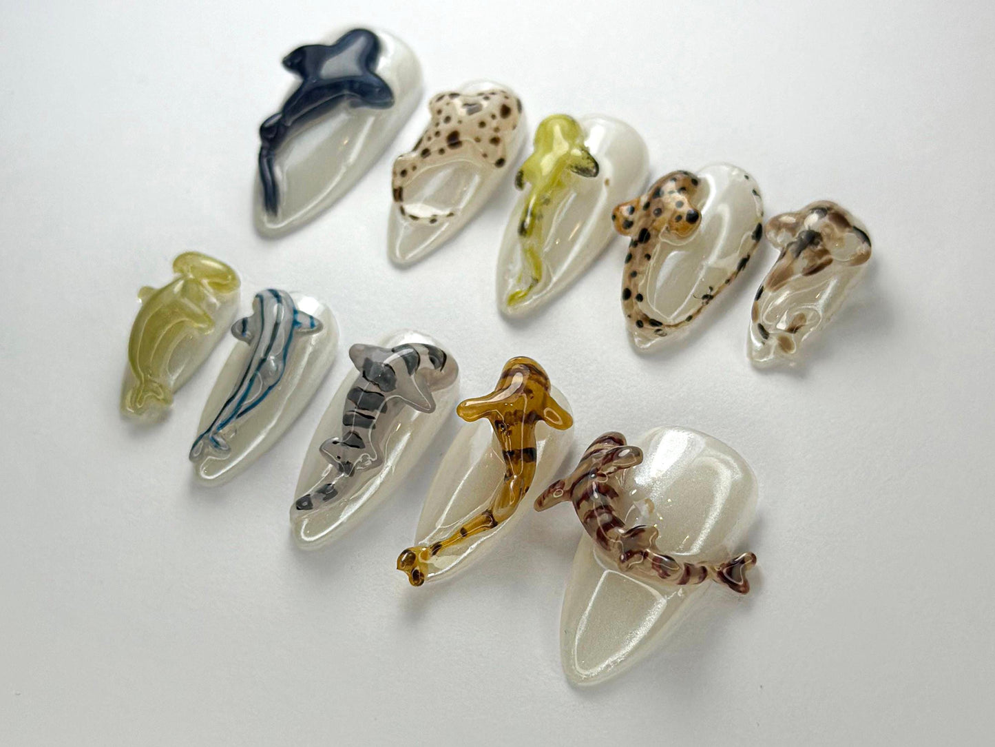 Whimsical 3D Shark Sea Life Press On Nails