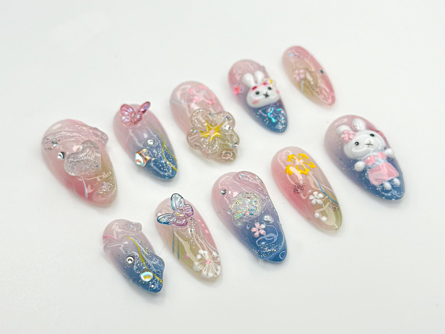 Cute 3D Butterfly & Bunny Nail Art Set