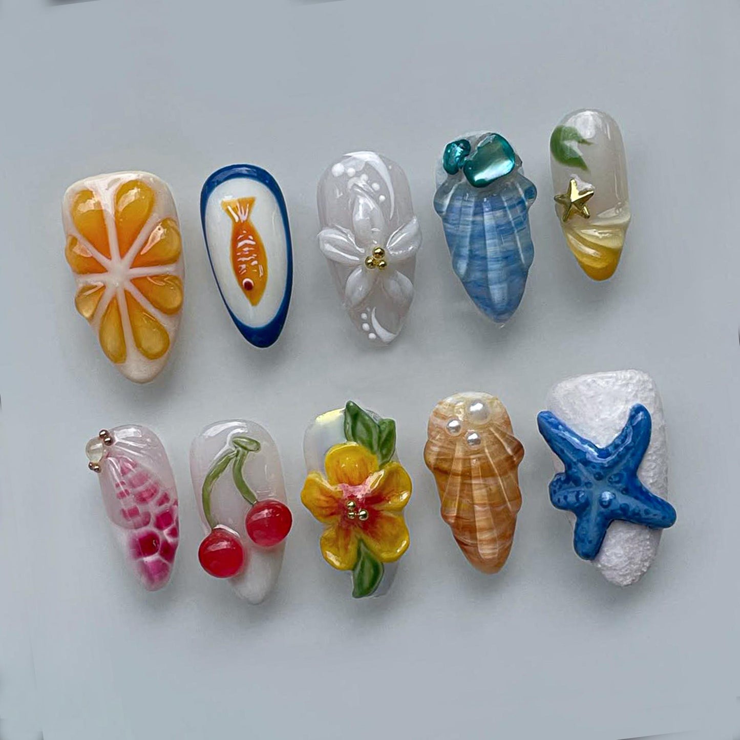 3D Summer Beach Nail Art Set – Cute Gel Designs