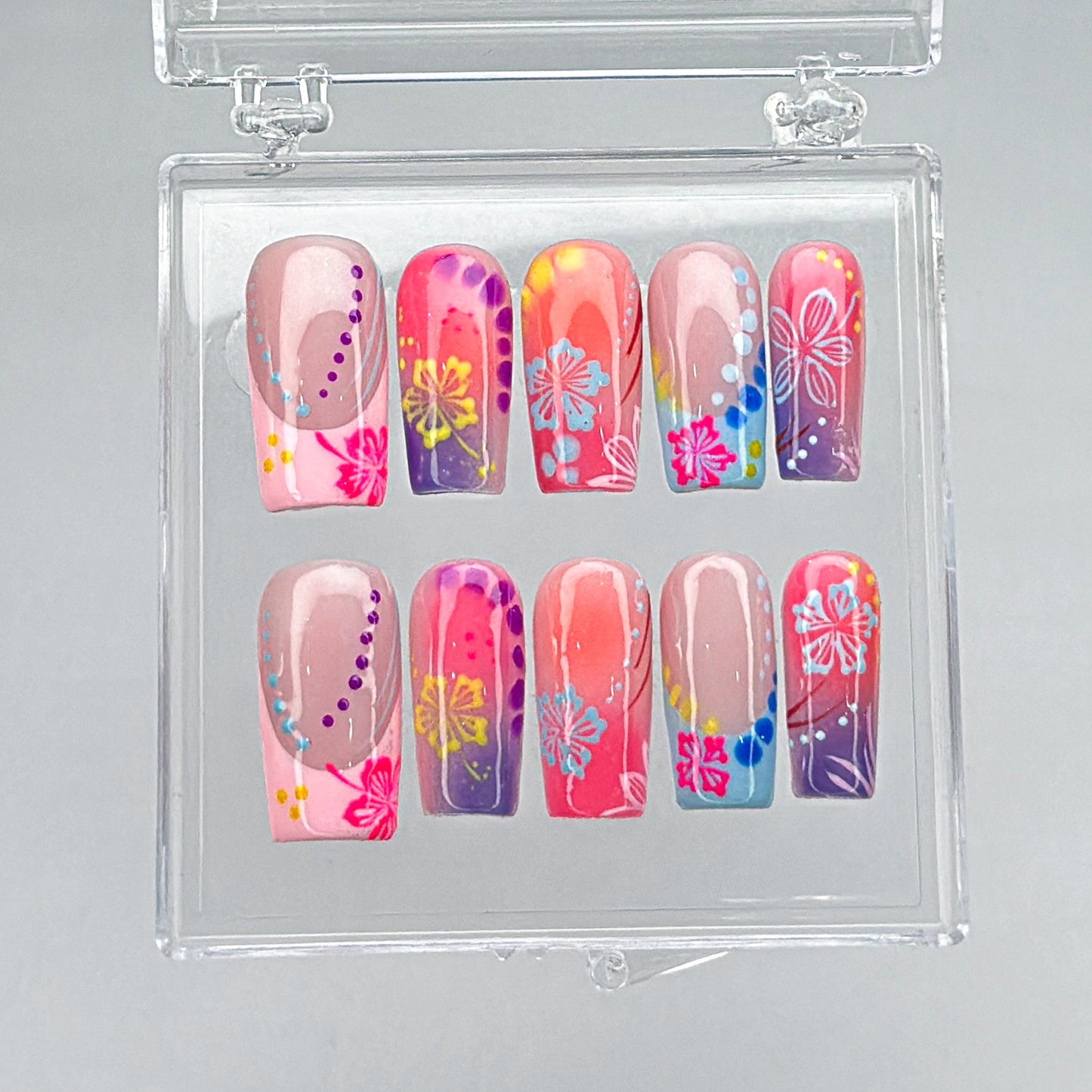 Colorful Floral Spring Press On Nails Set