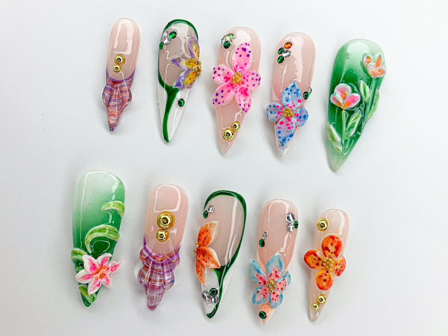 Vibrant Floral 3D Nail Art Set