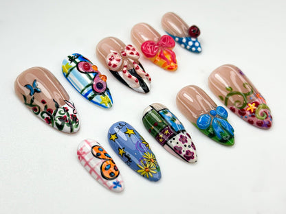 Butterfly & Bow Nail Art Set - Vibrant Press-Ons