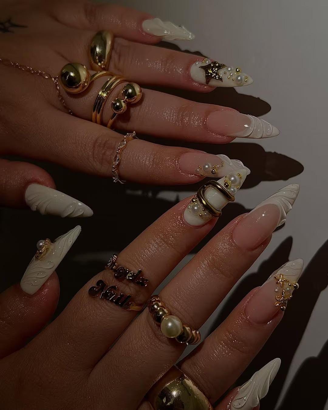 Elegant Mermaid Pearl Press On Nails Set