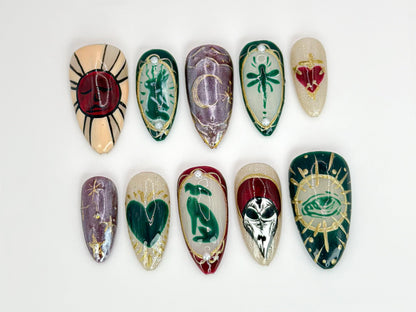 Mystic Gothic Press On Nails  Handmade Tarot-Inspired Nail