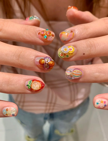 Kawaii Retro 3D Cartoon Press On Nails
