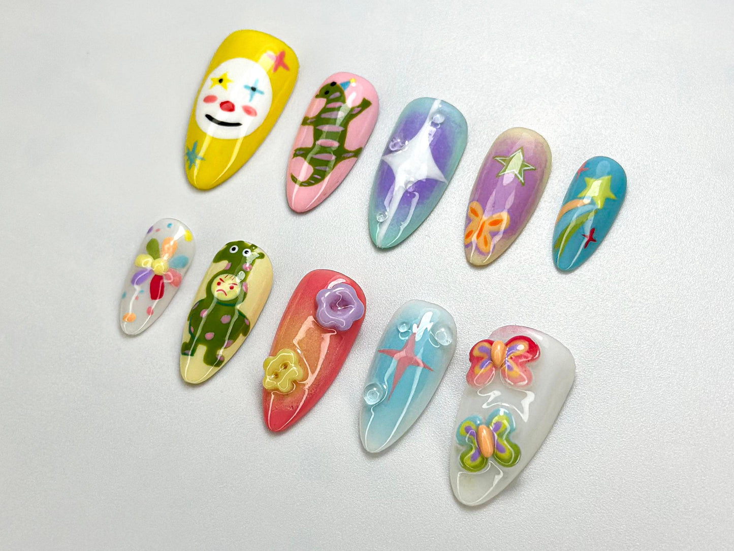 Colorful Cartoon Kawaii Press-On Nails Set