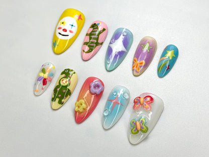 Colorful Cartoon Kawaii Press-On Nails Set