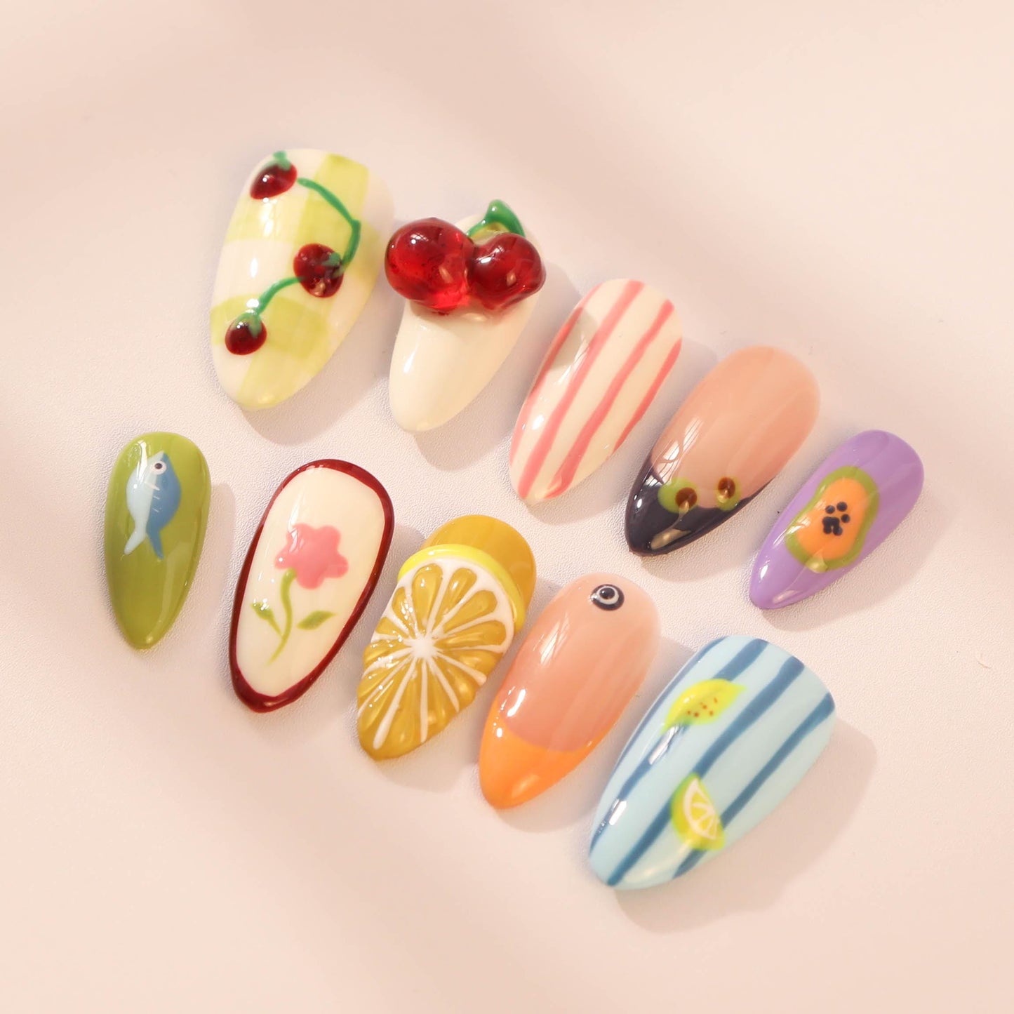 Summer Bliss Press-On Nails with Sunny Joy.
