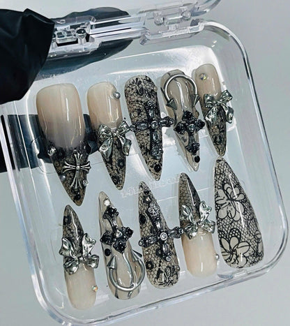 Elegant 3D Lace Cross Nail Art Set