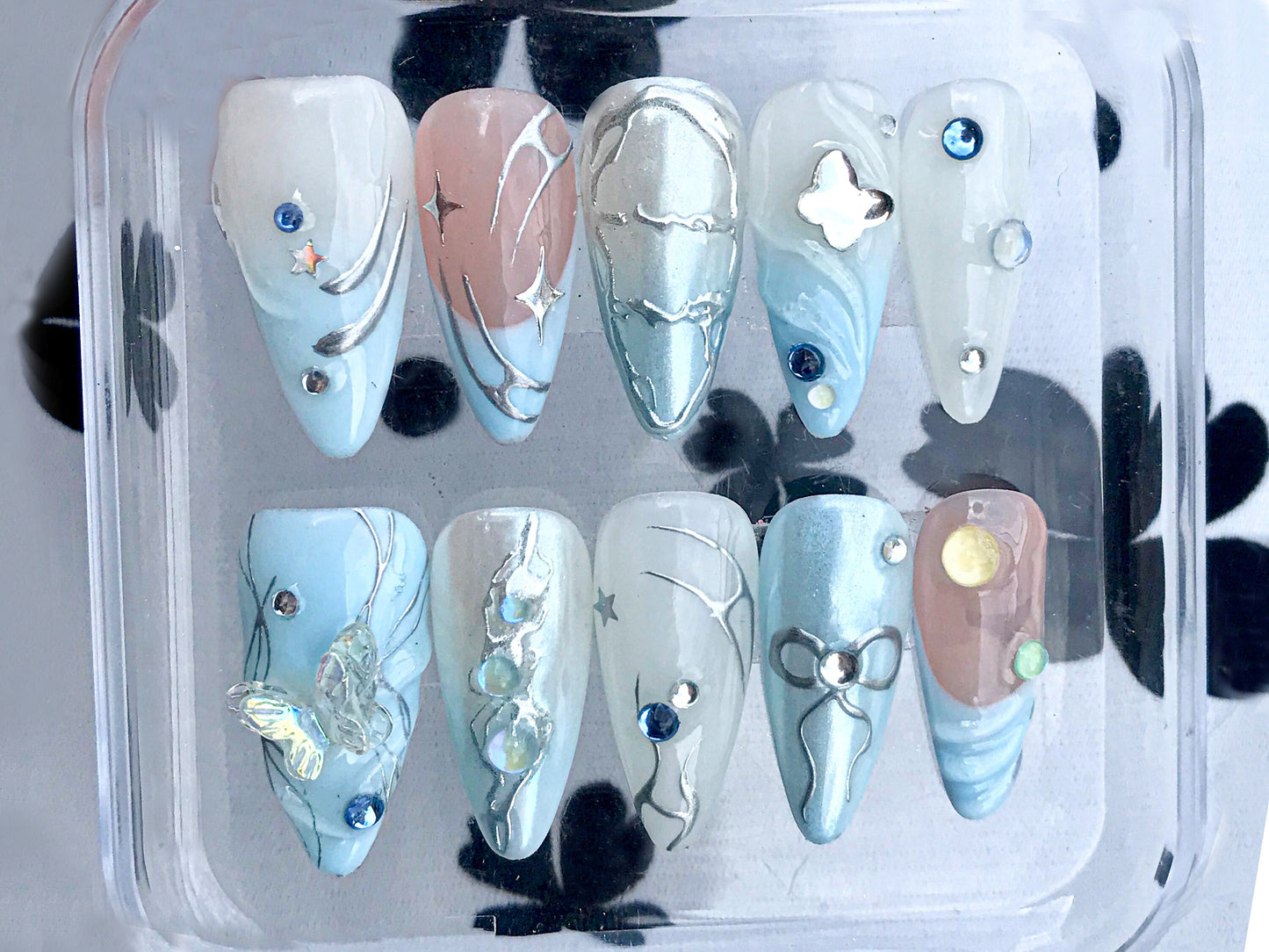 Icy Blue Dream 3D Press On Nail Set