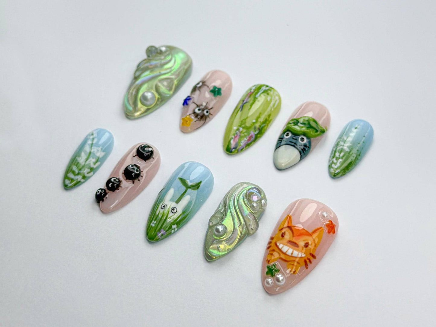 Charming 3D Forest Press-On Nails, Nature Set