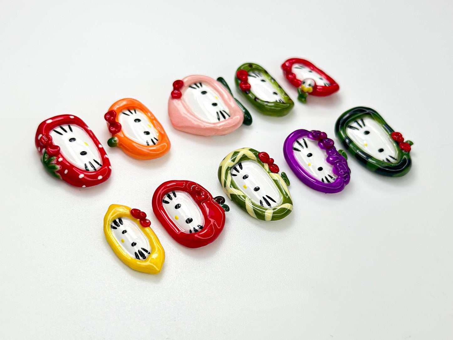 Kawaii Fruit Kitty Press On Nails Set Cute 3D