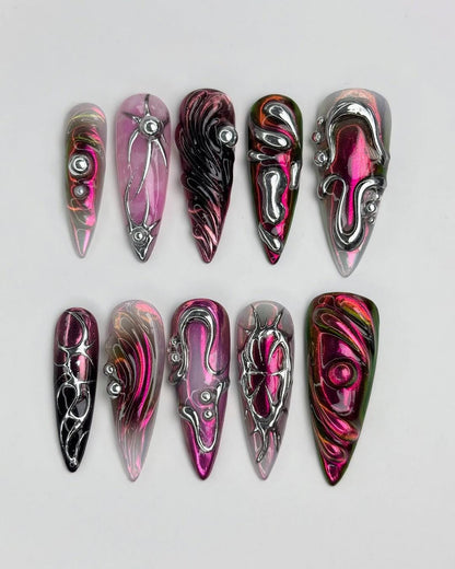 Stunning 3D Metallic Nail Art Set - Trendy & Unique