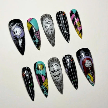 Nightmare Before Christmas Press On Nails - Gothic Nightmare Halloween Press On Nails