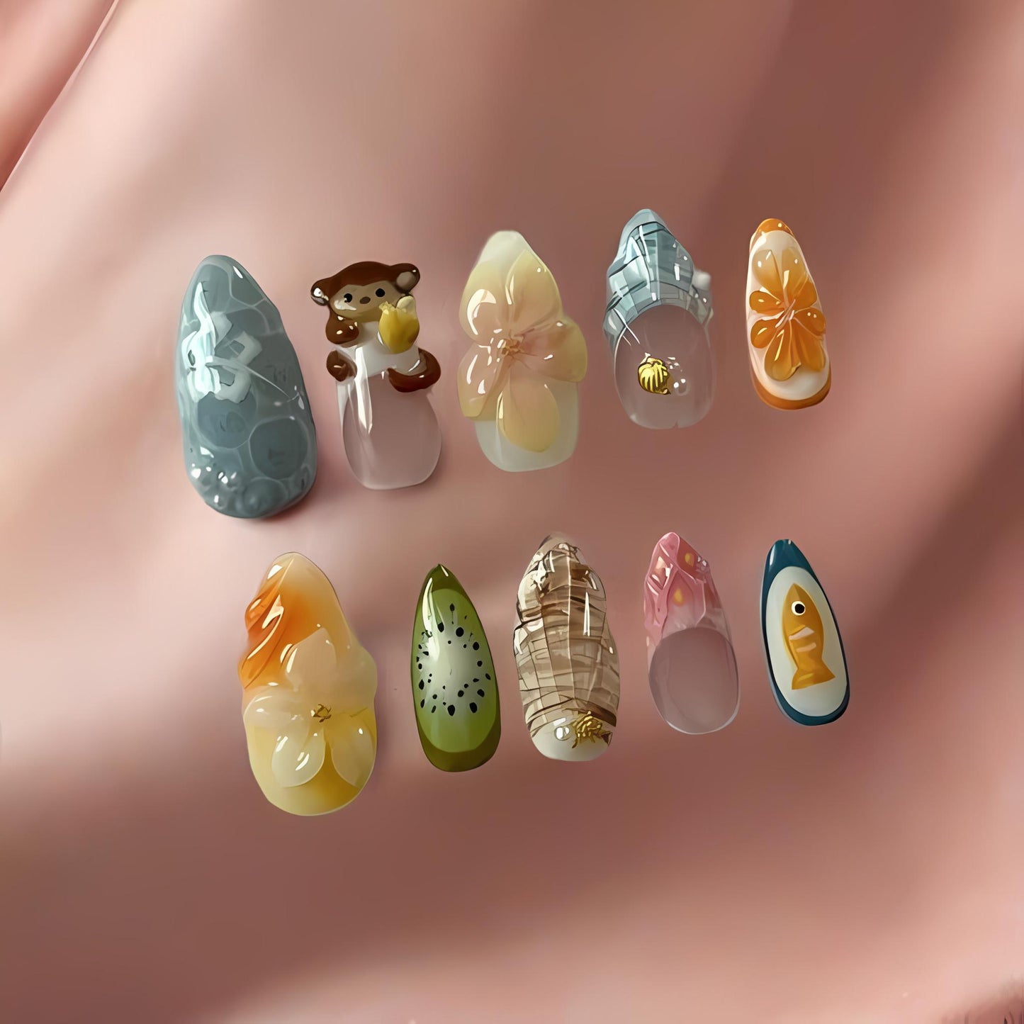 Kawaii Monkey Press On Nails