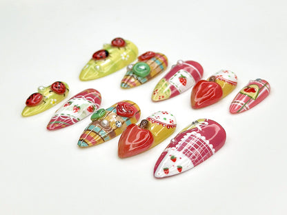 Ladybug & Strawberry Press On Nails