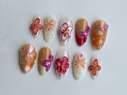 Stunning Floral 3D Nail Art Set - Elegant Design