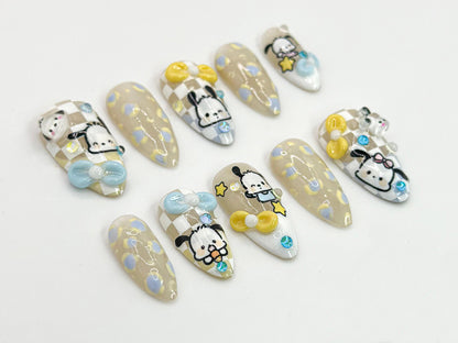Kawaii Cartoon Puppy Press On Nails Set
