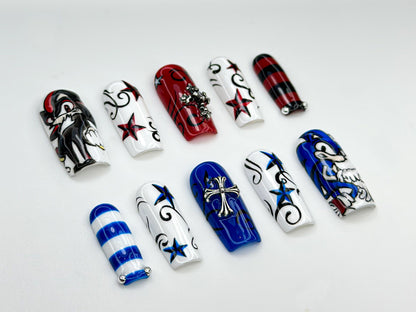 Sonic & Shadow Nail Art Set - Red & Blue Stars