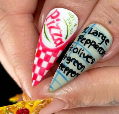 Pizza Slice Press On Nail Set Playful Food Art Design