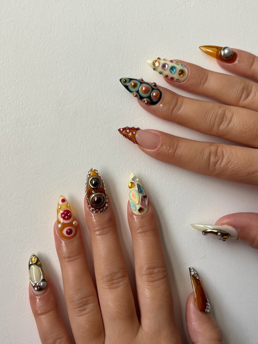 Avant-Garde 3D Colorful Press-On Nails with Bold Artistic Texture