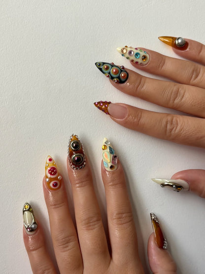 Avant-Garde 3D Colorful Press-On Nails with Bold Artistic Texture