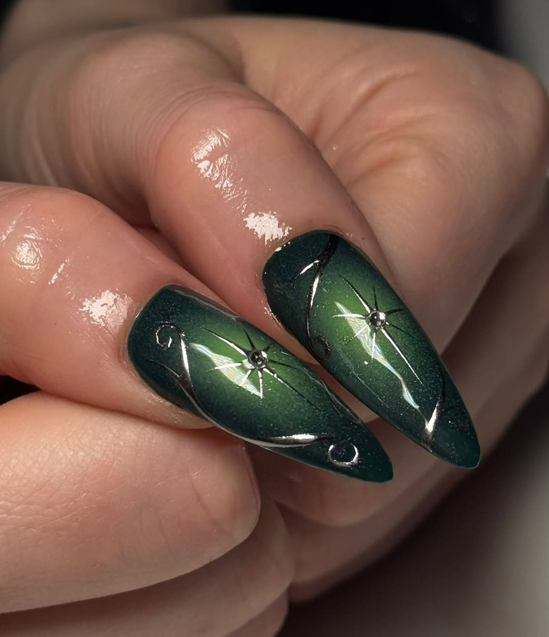 Midnight Opal Press On Nails, Blue-Black Shimmer Art
