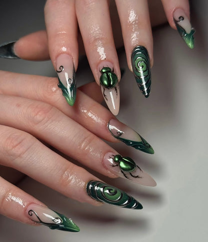 Midnight Opal Press On Nails, Blue-Black Shimmer Art