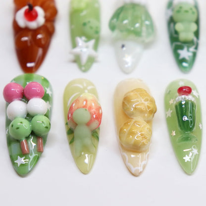 Whimsical 3D Dessert Holiday Press On Nails