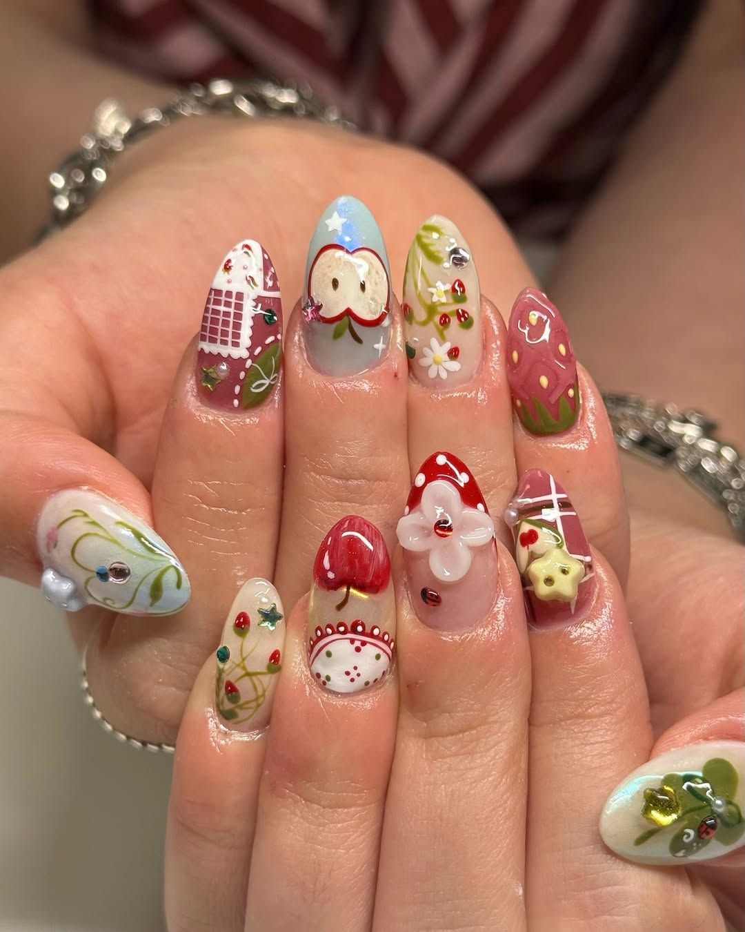 Charming 3D Fruit Garden Press On Nails