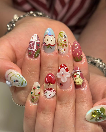 Charming 3D Fruit Garden Press On Nails