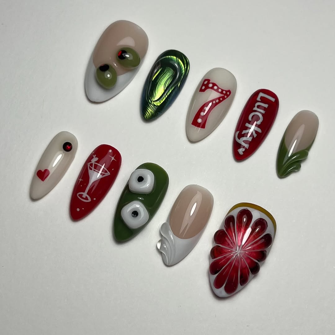 Lucky Casino Cocktail Press On Nails Party Night Set