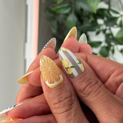 Vibrant Citrus Seafood Press On Nails with Artistry