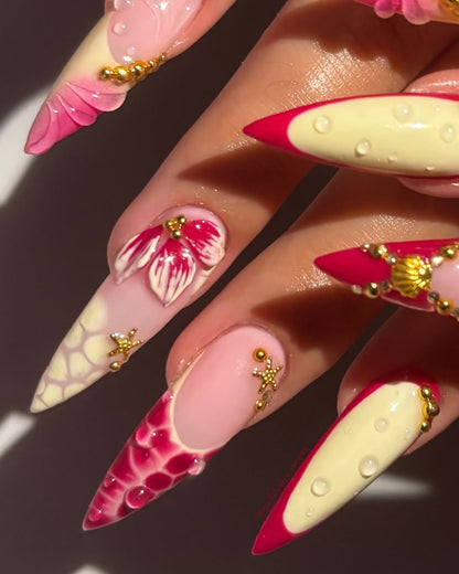 Midnight Orchid Press On Nails, Dark Floral Luxury