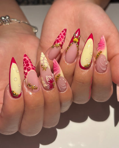 Midnight Orchid Press On Nails, Dark Floral Luxury