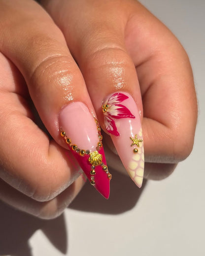 Midnight Orchid Press On Nails, Dark Floral Luxury