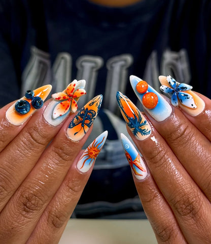 Golden Sunrise Press On Nails, Warm Orange Glow